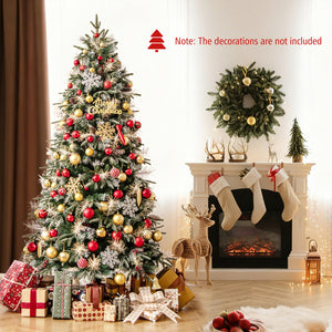 7 Feet Pre-Lit Artificial Christmas Tree with 8 Modes LED Lights with Berries