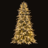 7 Feet Snow-flocked Artificial Christmas Tree Pre-lit Hinged Xmas Tree with Warm White LED Lights