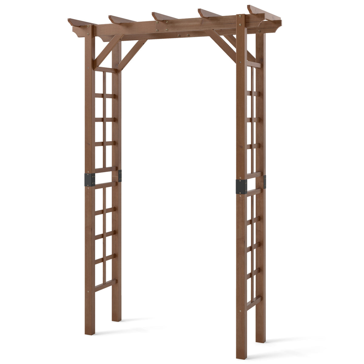 7 Ft Garden Arch Wooden Arbor Outdoor Wood Trellis for Climbing Plants-Rustic Brown