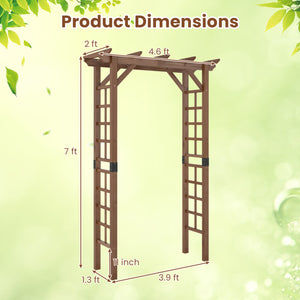 7 Ft Garden Arch Wooden Arbor Outdoor Wood Trellis for Climbing Plants-Rustic Brown
