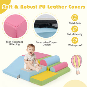 7-Piece Foam Blocks for Toddlers Soft Climbing Toys Indoor Play for Babies-Pink