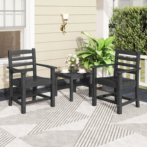 7 Pieces Outdoor Dining Table Set for 6 People 67 Inch HDPE Patio Rectangle Table and 6 Armchairs-Black