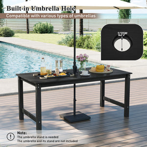 7 Pieces Patio Dining Set Outdoor HDPE Weather Resistant Table and Chairs Set-Black