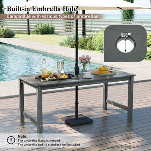 7 Pieces Patio Dining Set Outdoor HDPE Weather Resistant Table and Chairs Set-Grey