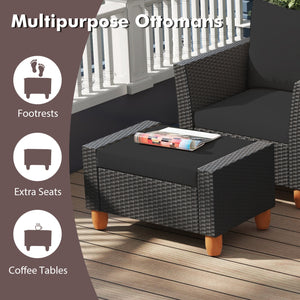 7 Pieces Patio Furniture PE Rattan Sectional Sofa Set with Armchairs and Table-Black