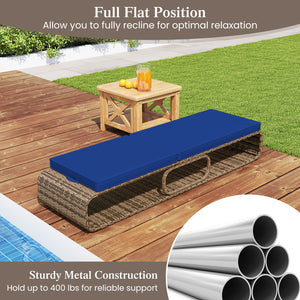 7-Position Adjustable PE Rattan Outdoor Chaise Lounge Chair-Navy
