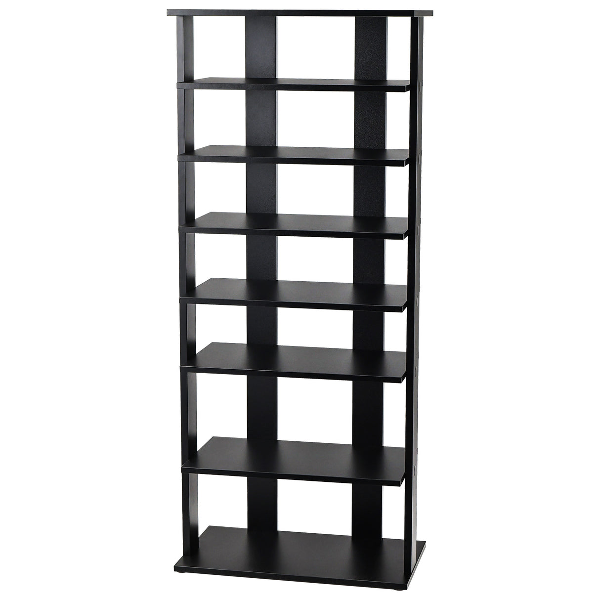 7-Tier Dual Shoe Rack Free Standing Shelves Storage Shelves Concise-Black