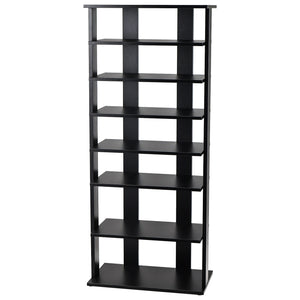 7-Tier Dual Shoe Rack Free Standing Shelves Storage Shelves Concise-Black