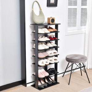 7-Tier Dual Shoe Rack Free Standing Shelves Storage Shelves Concise-Black