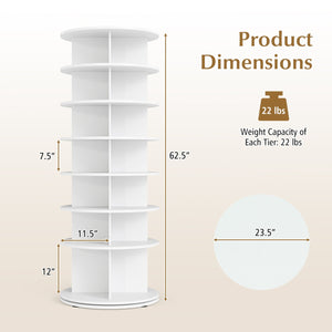 7-Tier Rotating Shoe Rack Tower Freestanding Spinning Shoe Organizer-White