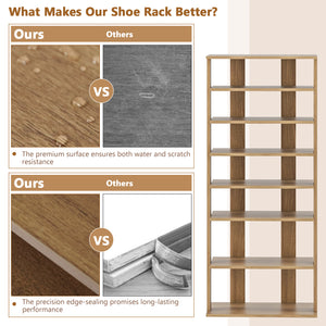 7 Tiers Patented Vertical Shoe Rack for Front Door-Natural