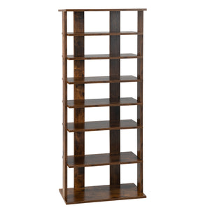 7 Tiers Vertical Shoe Rack for Front Door-Rustic Brown