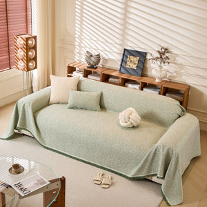 Natural Textured Linen Couch Cover, Breathable & Hypoallergenic Furniture Protector