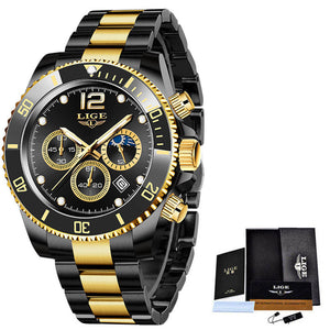 Multifunctional Mens Business Watch Luxury Military Quartz Stainless Steel Round Analog Wrist Watch For Men