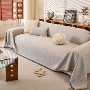 Natural Textured Linen Couch Cover, Breathable & Hypoallergenic Furniture Protector