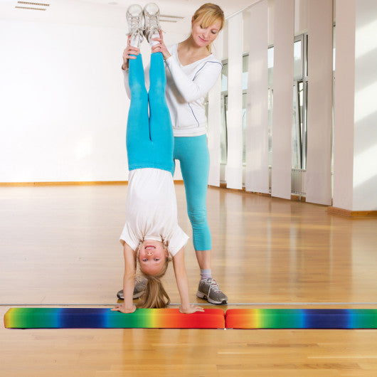 7 Feet Folding Portable Floor Balance Beam with Handles for Gymnasts-Muticolor