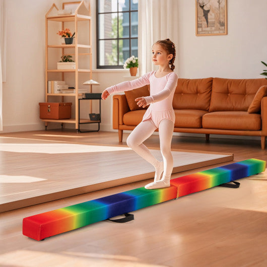 7 Feet Folding Portable Floor Balance Beam with Handles for Gymnasts-Muticolor