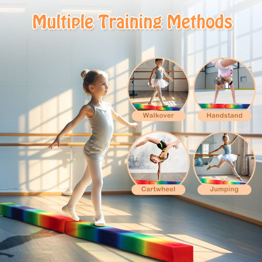 7 Feet Folding Portable Floor Balance Beam with Handles for Gymnasts-Muticolor