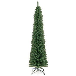 5/6/7/8 Feet Pencil Christmas Tree with 295/392/523/671 Memory Wire Branch Tips and Upgraded Metal Stand-7 ft