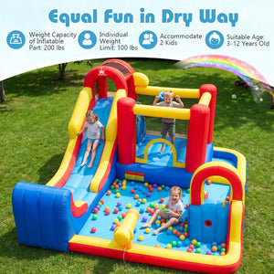 7-in-1 Outdoor Bounce House with Dual Slides and 680W Blower