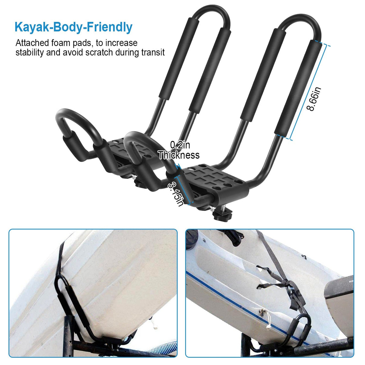 1 Pair Universal J-Bar Kayak Carrier by DirectDeals