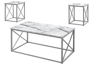 Table Set, Coffee, End, Side, Accent, Living Room, Marble Look Laminate, Contemporary & Modern (Set of 3) by Couch.com