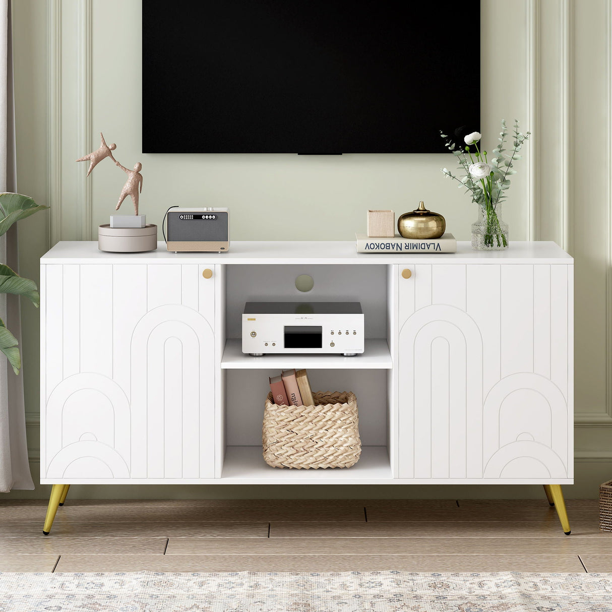 Modern TV Stand With Adjustable Shelf, Handles And Anti-Tip Device by Couch.com