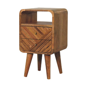 Couch.com Mini Lille Curved Nightstand Oak, with Storage, Wood Construction, Light Brown Finish by Couch.com