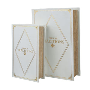 Book Boxes (Set of 2) - White / Gold by Couch.com