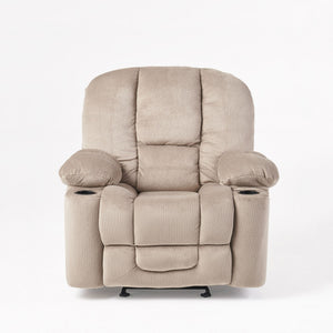 Luxurious Manual Recliner Chair with Skin-Friendly Fabric and Dual Cup Holders