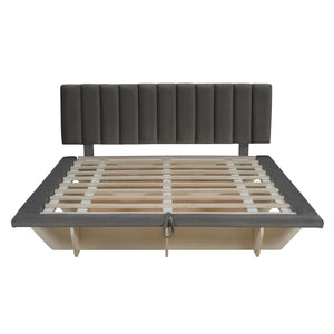 Upholstered Floating Hydrualic Platform Bed With LED Light And USB Port by Couch.com