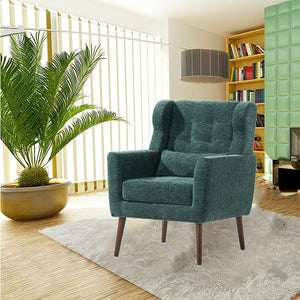 Modern Accent Chair, Chenille Arm Chairs For Living Room, Upholstered Mordern Armchair, Comfy Soft Padded Lounge Chair In Small Space, Bedroom, With Pillow, Solid Wood Leg by Couch.com