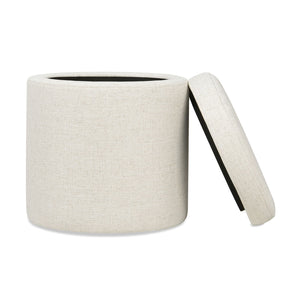 Brandy - Round Upholstered Storage Ottoman With Leather Accent by Couch.com