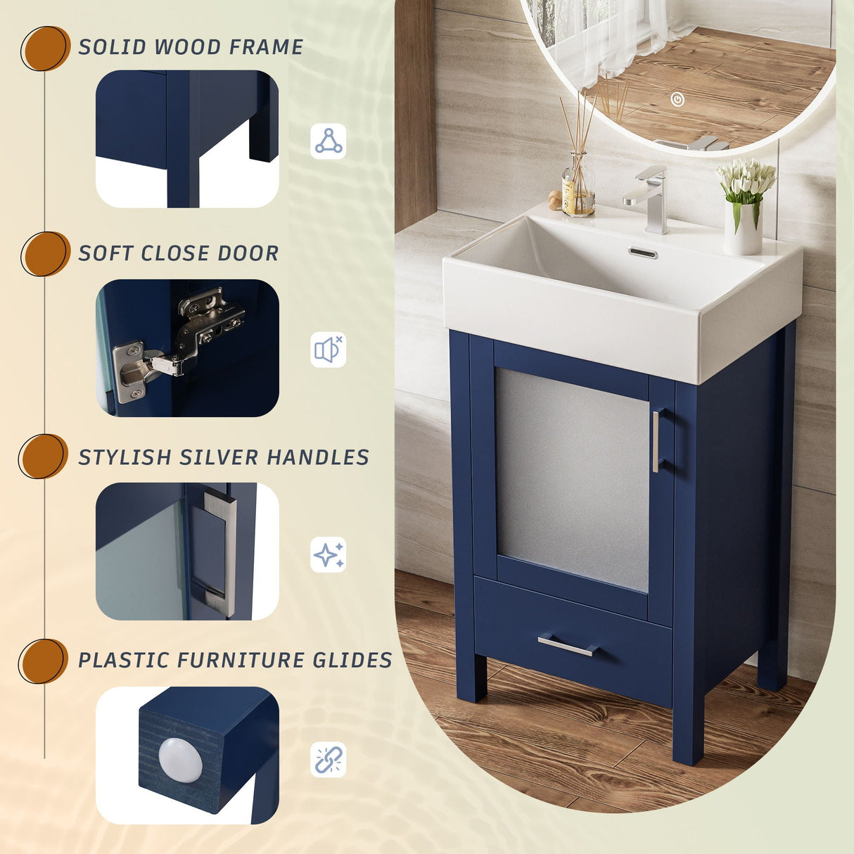 Bathroom Vanity With Ceramic Sink And Ample Storage, Ideal For Small Bathrooms by Couch.com