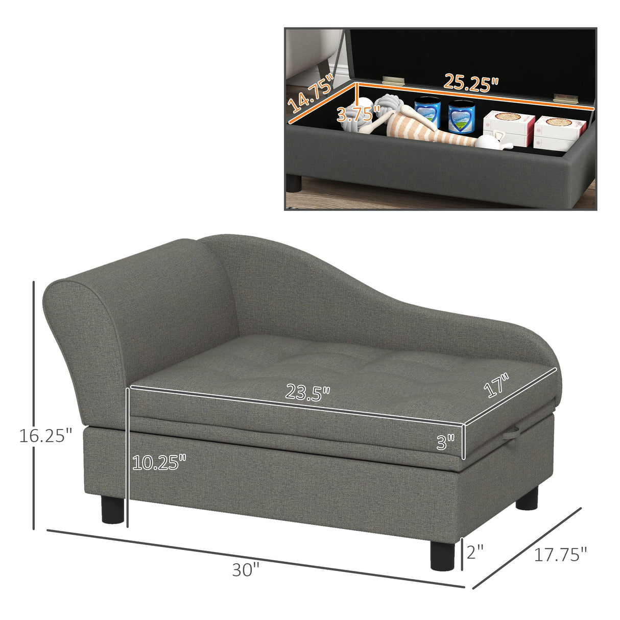 PawHut Pet Sofa Dog Couch Gray