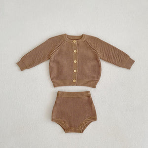 Baby Cotton Yarn Bulky Underpants Cardigan Coat Two-piece Suit