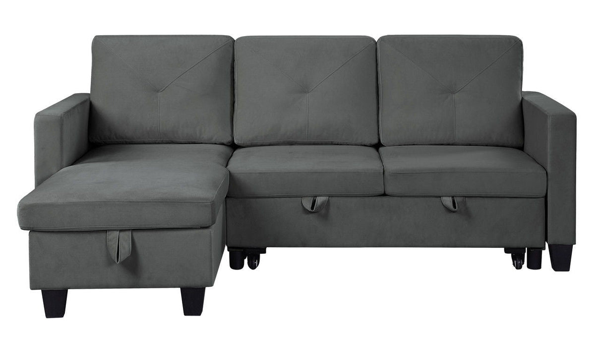 Nova - Velvet Reversible Sleeper Sectional Sofa With Storage Chaise by Couch.com
