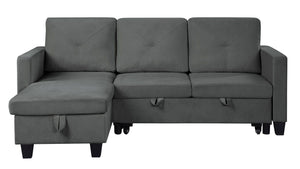 Nova - Velvet Reversible Sleeper Sectional Sofa With Storage Chaise by Couch.com