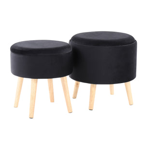 Tray - Contemporary Storage Ottoman With Matching Stool - Black / Natural by Couch.com