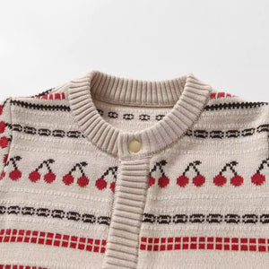 Knitted Jacquard Double-Layer Thickened Baby Romper For FallWinter