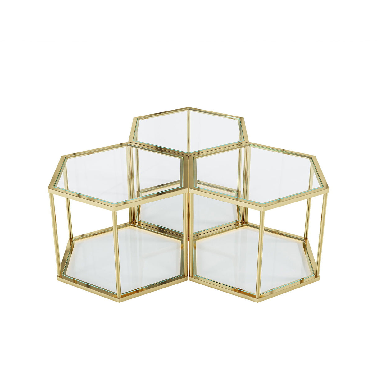 Modern Coffee Table With Double Layer Tempered Glass And Polygonal Design by Couch.com