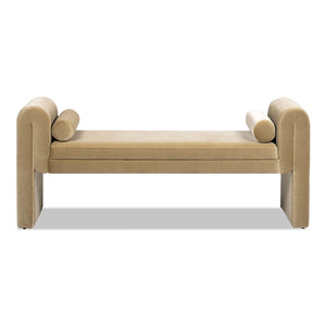 Mason - Arched Arm Bench With Bolster Pillows - Camel Brown Beige by Couch.com