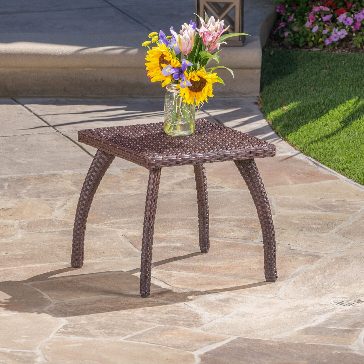 Luminant - Outdoor Side Table With Iron Frame - Brown by Couch.com