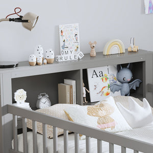 Bed With Headboard Storage Rack, 2 Under Bed Drawers, 3 Side Guardrails For Safety