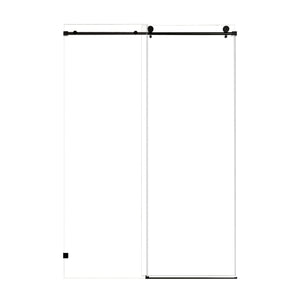 Frameless Single Sliding Soft Close Shower Door, 5 / 16" Clear Nano Coated Tempered Glass And 304 Stainless Steel Handle - Matte Black by Couch.com