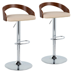 Grotto - Mid Century Modern Adjustable Height Barstool, Swivel With Oval Footrest (Set of 2) by Couch.com