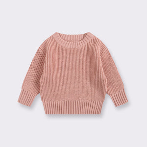 Simple Solid Color Girls' Round Neck Base Knitwear