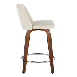 Toriano - Mid Century Modern Fixed Height Counter Stool With Swivel With Round Footrest (Set of 2) by Couch.com