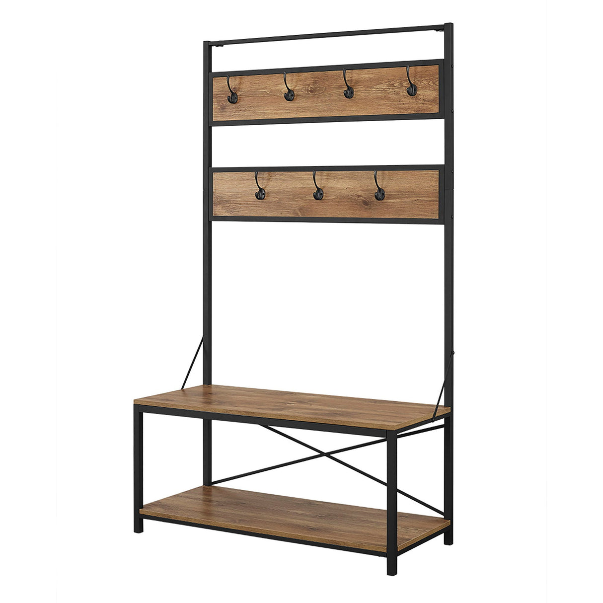 Rustic X-Back Hall Tree With Bench by Couch.com