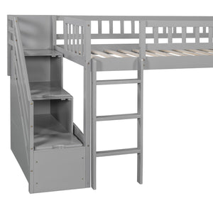 Loft Stairway Bed With 2 Drawers, Convertible Ladder And Slide by Couch.com